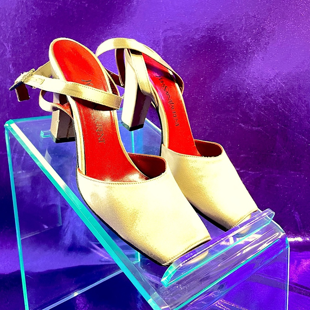 (Vintage) Yves Saint Laurent Strappy Satin Mules